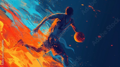 vector illustration. professional basketball player against a background of abstract colors photo