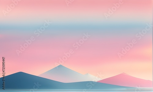 Blurry image of mountains  in pink and blue background 
