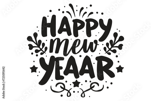 Happy New Year text vector design on a white background