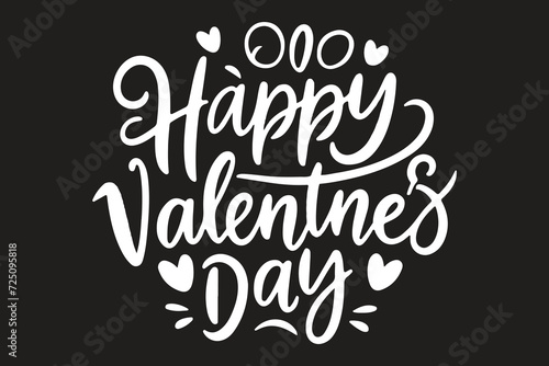 Happy Valentines Day text card on a black background