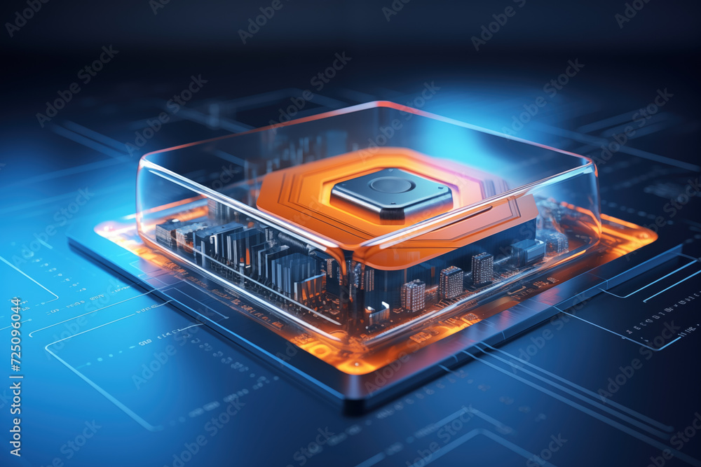 custom made wallpaper toronto digitalFuturistic Processor Chip on a Circuit Board