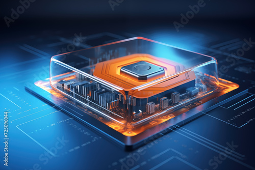 Wallpaper Mural Futuristic Processor Chip on a Circuit Board Torontodigital.ca