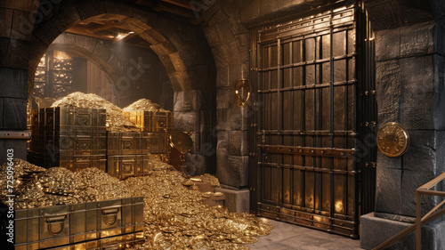 Wallpaper Mural A huge storage of gold in a bank with an iron door. Torontodigital.ca