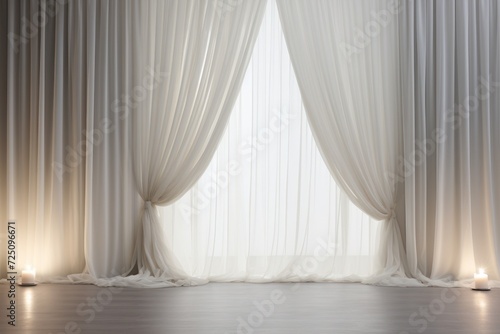 a white curtain with a light coming through