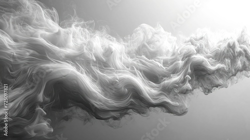  a black and white photo of smoke coming out of the back of a cell phone, against a gray background.