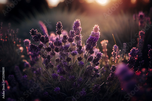 Beautiful Lavender Plants Showcasing a Captivating Close-Up View of a Lavender Flowers Bunch