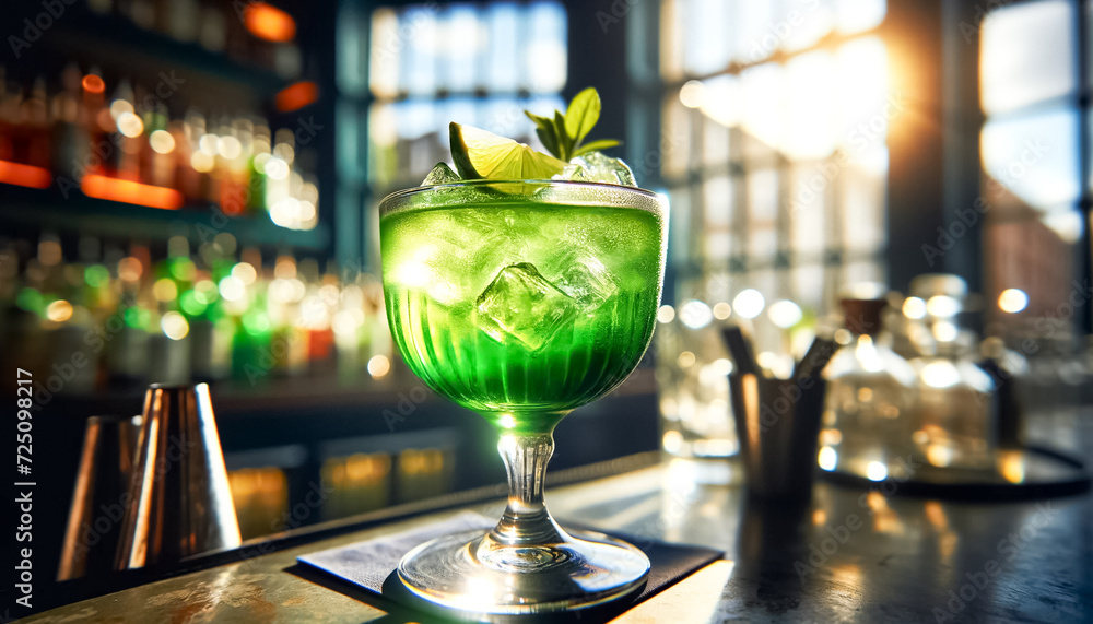 Obraz premium Masterful Mixology: A Trio of Craft Cocktails Up Close