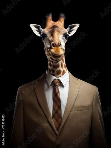 a giraffe wearing a suit and tie