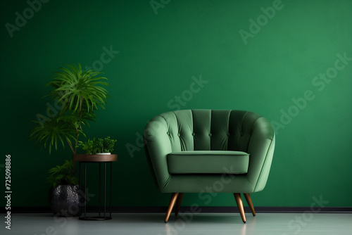 green armchair in a room
