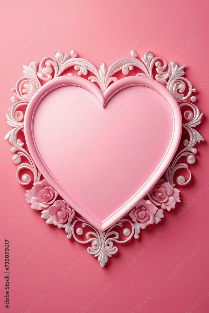 Rosa Herz  auf einem rosa Hintergrund, generative ai