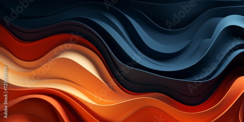 3d rendering of abstract wavy background with smooth lines in orange and blue colors