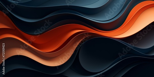 3d rendering of abstract wavy background with smooth lines in orange and blue colors