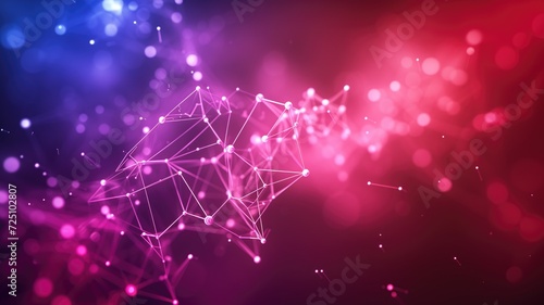 Vibrant abstract network connections with a pink and purple theme