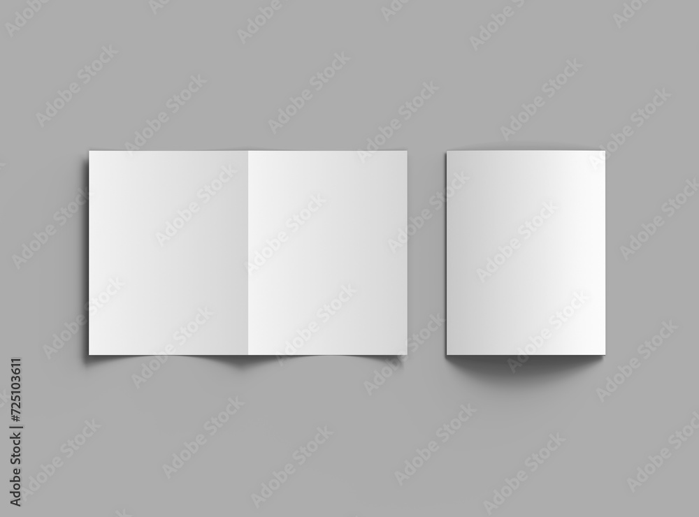 Blank Half Fold US letter brochure render to present your design Blank Half Fold US letter brochure render to present your design
