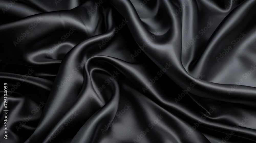 Black silk,black satin fabric texture background. Wavy folds of black satin cloth Black silk,black satin fabric texture background. Wavy folds of black satin cloth