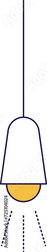 Minimalist pendant light design with yellow illumination. Modern ceiling lamp vector illustration.