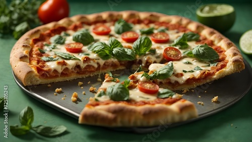 pizza with spinach and tomatoes