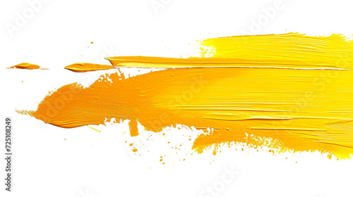 paint brush stroke texture isolated on white - yellow acrylic element for Your design