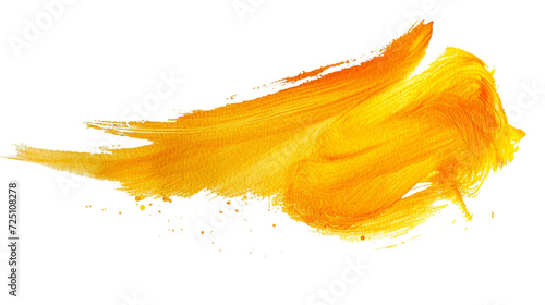 paint brush stroke texture isolated on white - yellow acrylic element for Your design