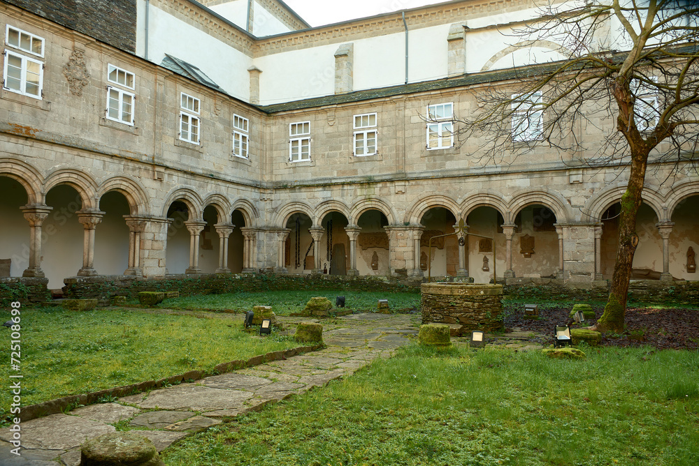 LUGO, SPAIN; January, 27,2024: General view of the cloister of the old convent of San Francisco, today the provincial museum of Lugo