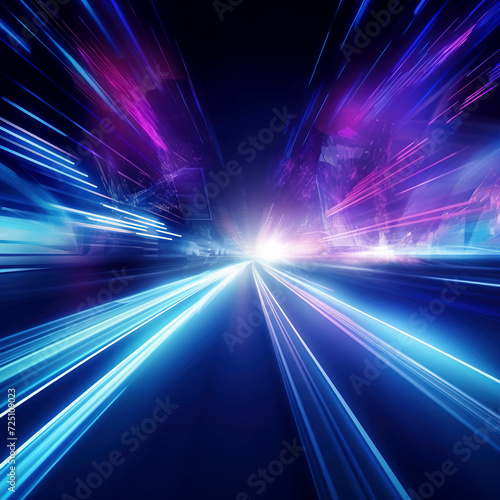 Abstract speed motion on the road (high speed) concept background. Panoramic high speed technology concept, light abstract background. Image of speed motion on the road. Abstract background. © Helen-HD