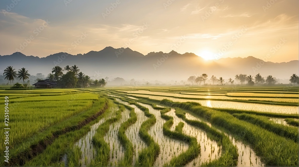 Rice fields, pathway, wedding backdrop, photography backdrop,