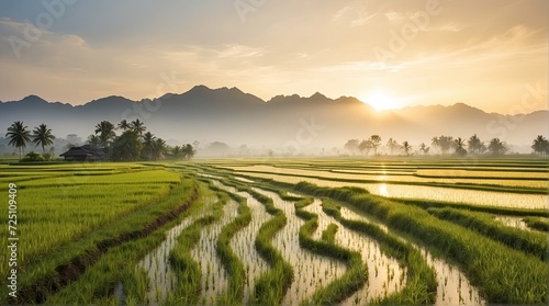 Rice fields  pathway  wedding backdrop  photography backdrop 
