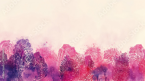 Pink and red fingerprint swirls on a soft, abstract background.