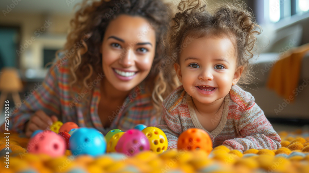 Mom and daughter are doing educational toys Mom and daughter are doing educational toys