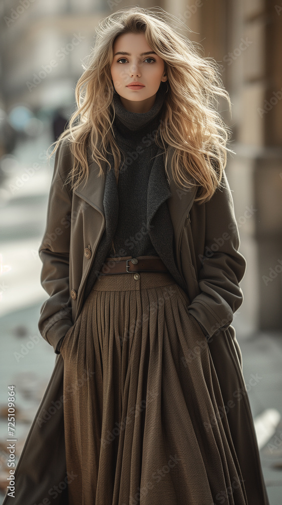 Fototapeta premium portrait of a woman in a fur coat