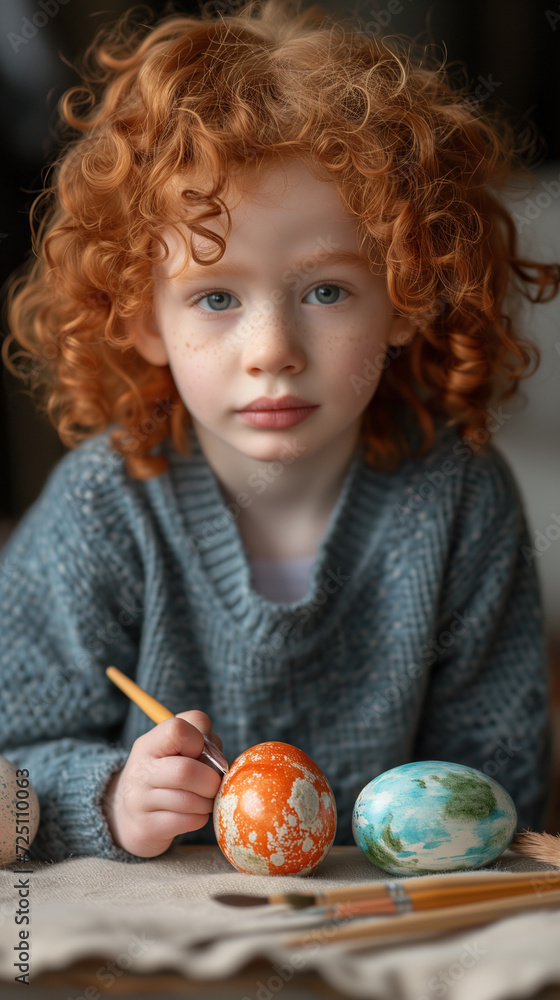 Fototapeta premium little child with easter egg