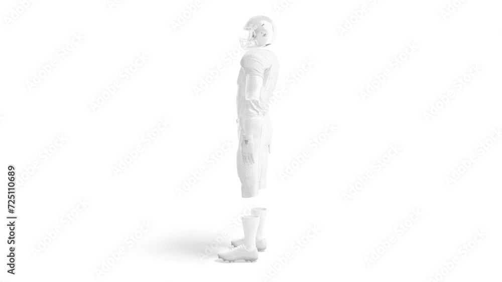 Blank white american football uniform mockup, looped rotation Blank white american football uniform mockup, looped rotation