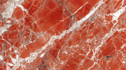 Close-Up of Vibrant Red Marble Texture with veins and copy space 