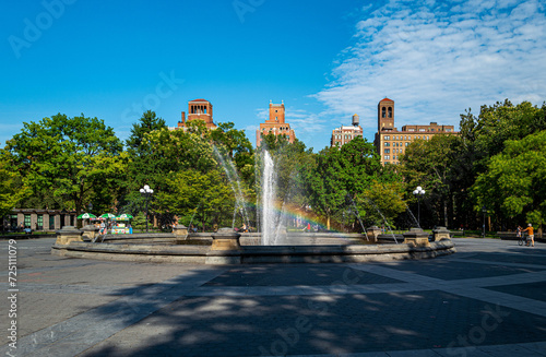 fountain with rainbow