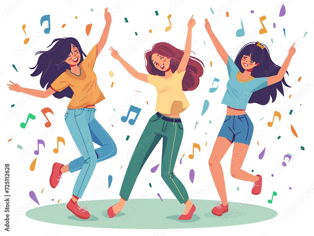 Joyful Dance Celebration of Women Illustration Joyful Dance Celebration of Women Illustration