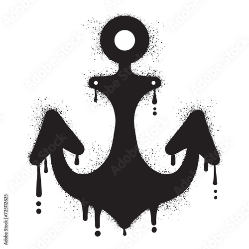 Anchor graffiti drawn with black spray paint