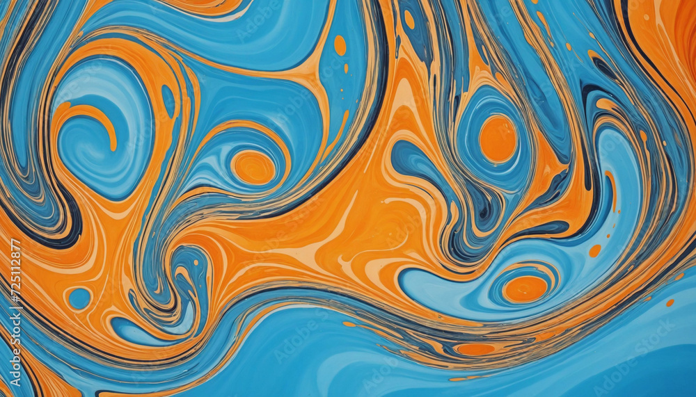 Vibrant blue and orange liquid abstract on clear background Vibrant blue and orange liquid abstract on clear background
