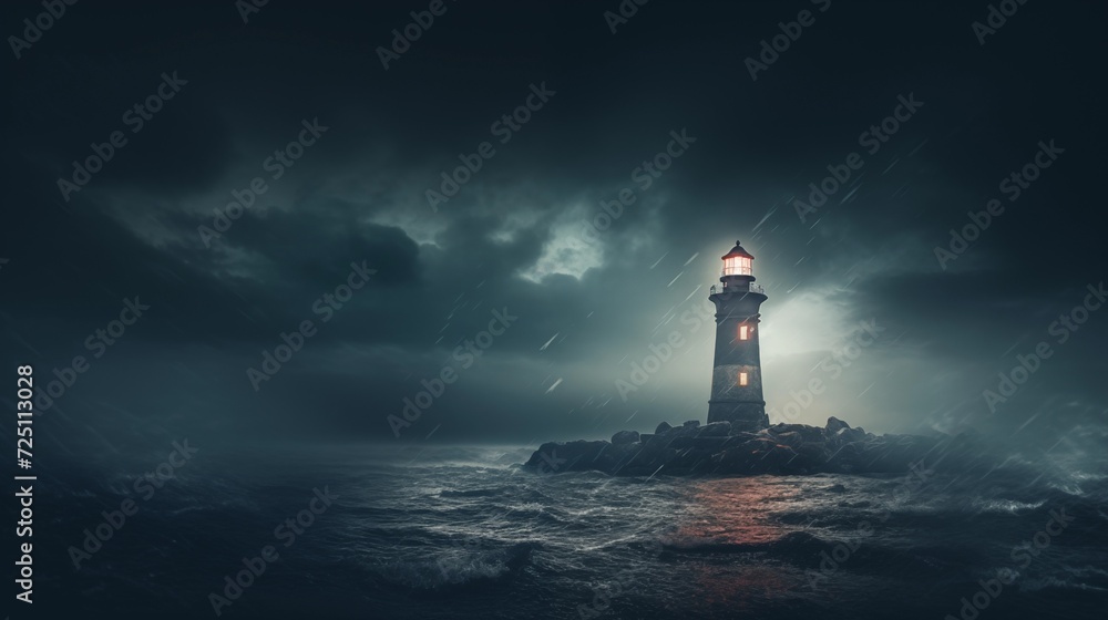 Lighthouse in Rainstorm