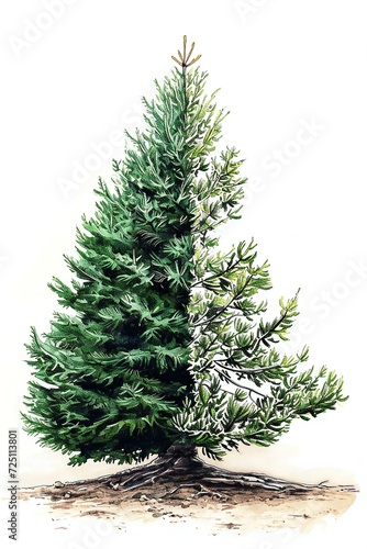 Detailed Pine Tree Realistic Illustration