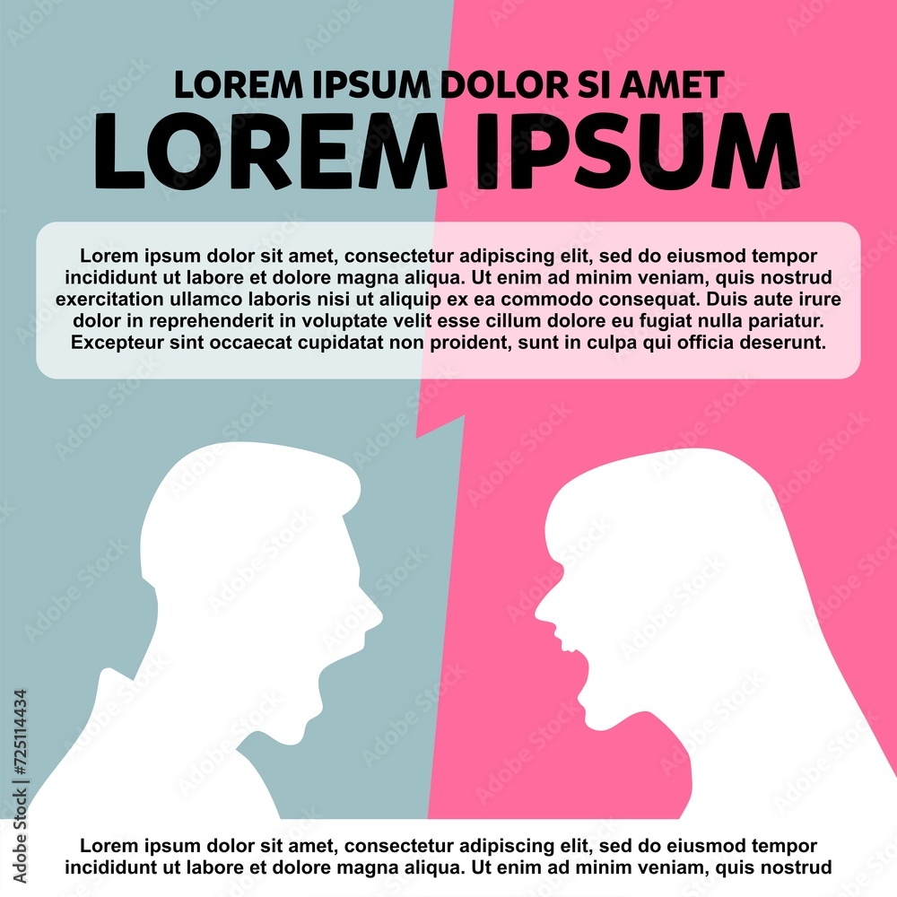 Women vs Men Infographic Element - Business Vector Illustration in Silhouette Flat Design Style for Presentation, Booklet, Website, Presentation etc. 