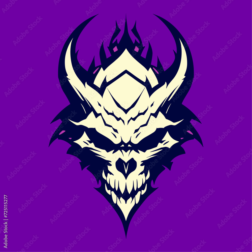 Obraz premium black calm devil head skull vector art