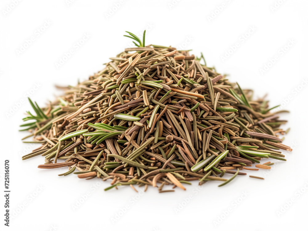 Heap of dried Rosemary close up isolated on white background Heap of dried Rosemary close up isolated on white background