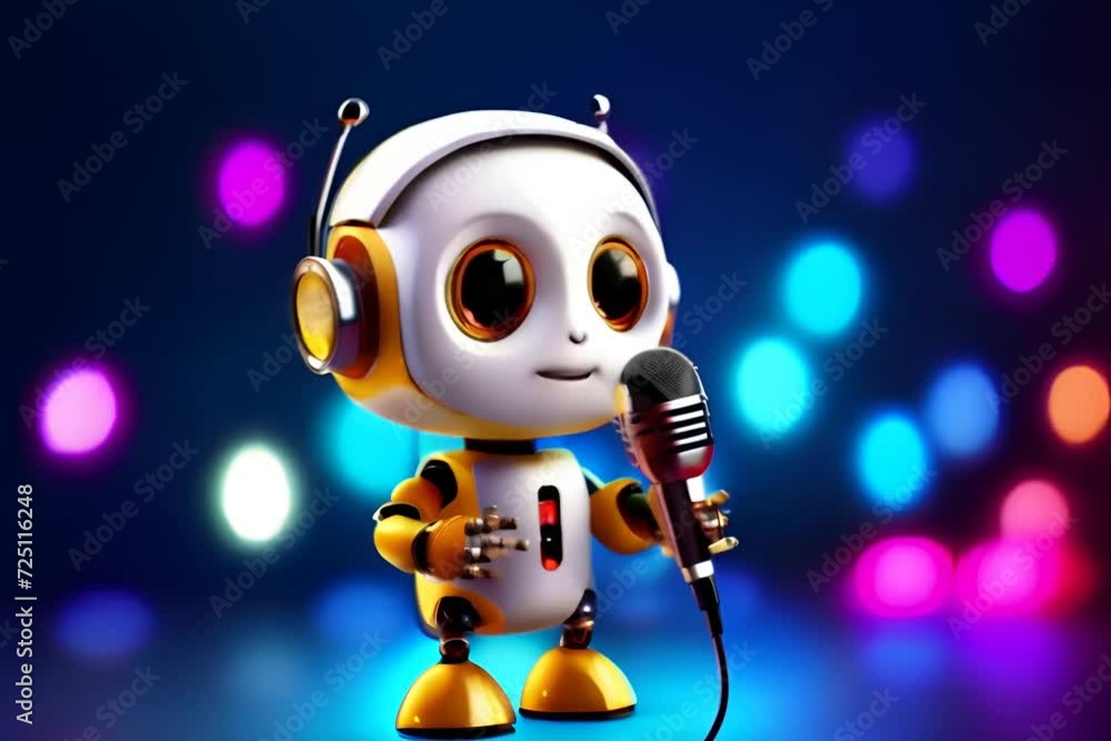 Animation of a Robot Singing into a Microphone Animation of a Robot Singing into a Microphone