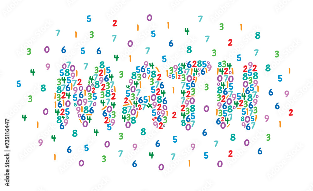 Obraz premium world of numbers. colorful math words and numbers concept