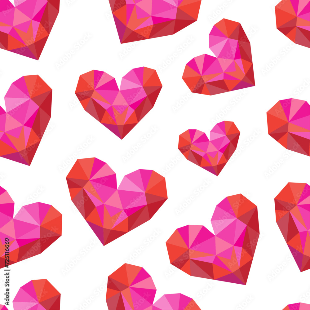 Origami paper pink red hearts on white background vector seamless pattern. Attractive and vibrant art texture for printing on various surfaces or usage in graphic design projects. Origami paper pink red hearts on white background vector seamless pattern. Attractive and vibrant art texture for printing on various surfaces or usage in graphic design projects.