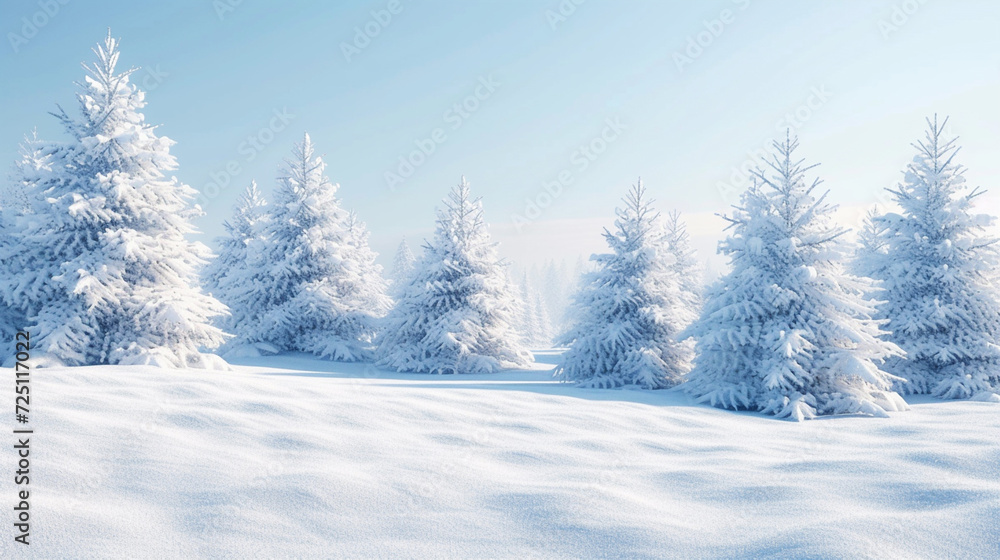Snowy Christmas Scene: A Majestic Tree Adorns a Cozy Room