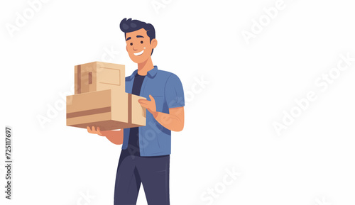 Professional Male Courier Standing Next to His Delivery Truck © monsifdx