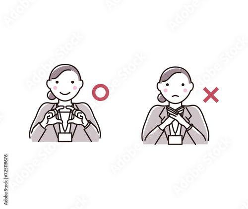 Set illustrations of business woman (correct and incorrect answer)