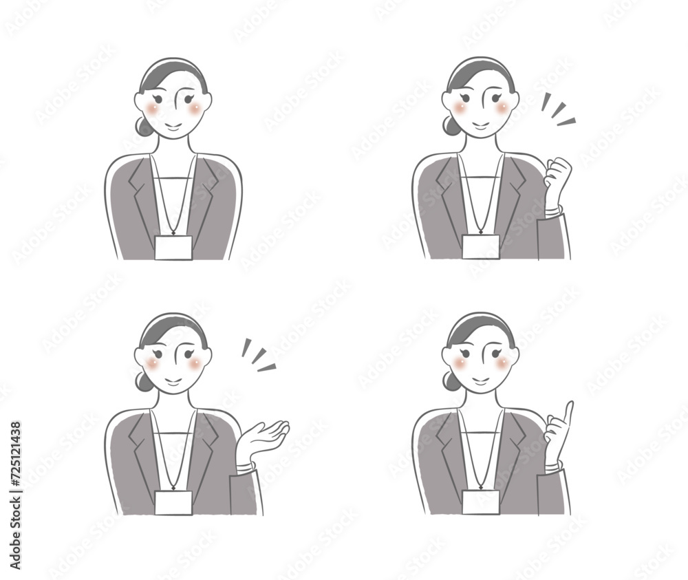 Set illustrations of  business woman guiding by hand