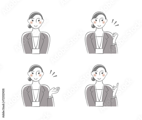 Set illustrations of business woman guiding by hand